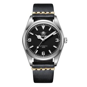 addiesdive 38mm automatic watch 100m (ad2112 leather strap )