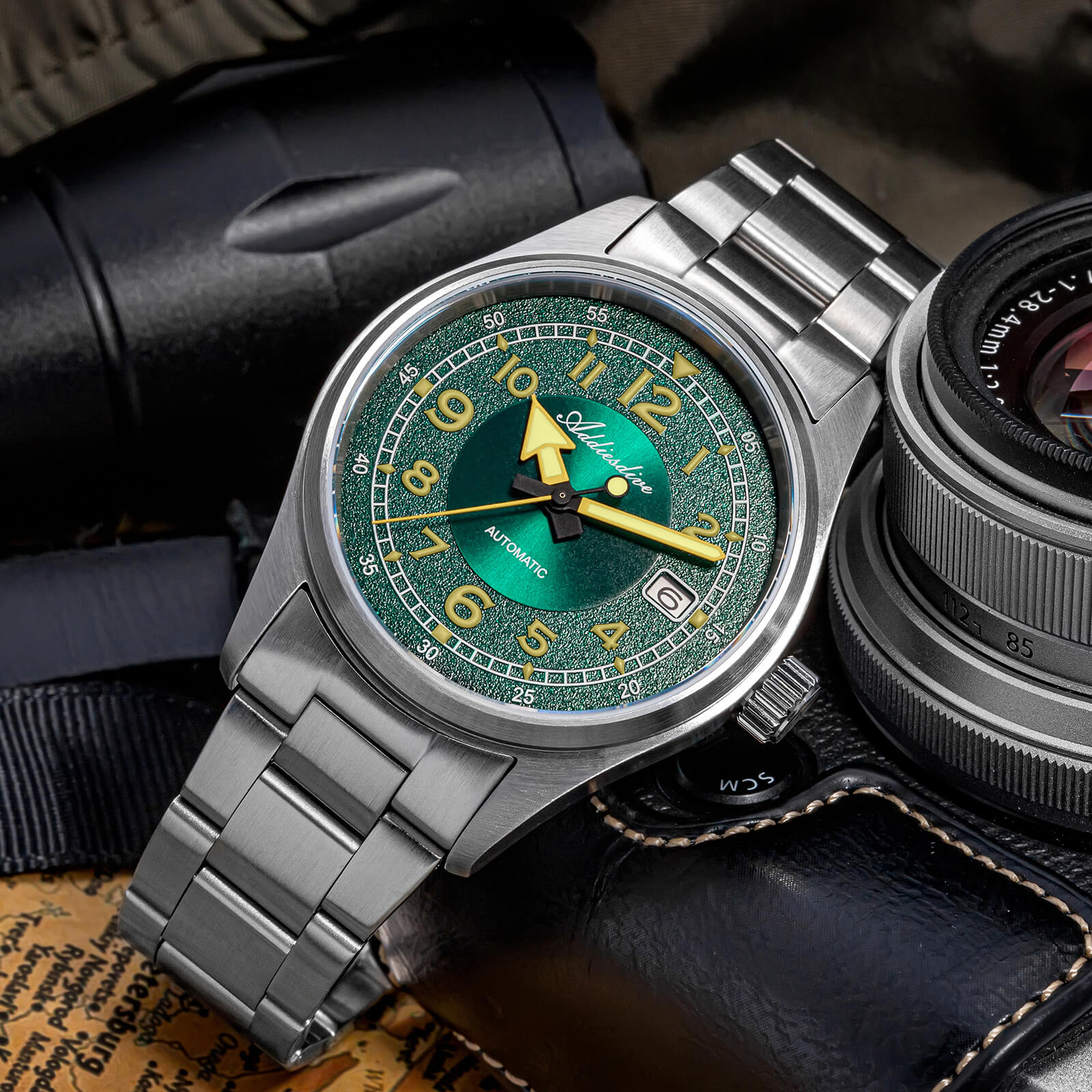addiesdive 39mm explore retro mechanical men watch ad2055 addiesdive 39mm explore retro mechanical men watch ad2055