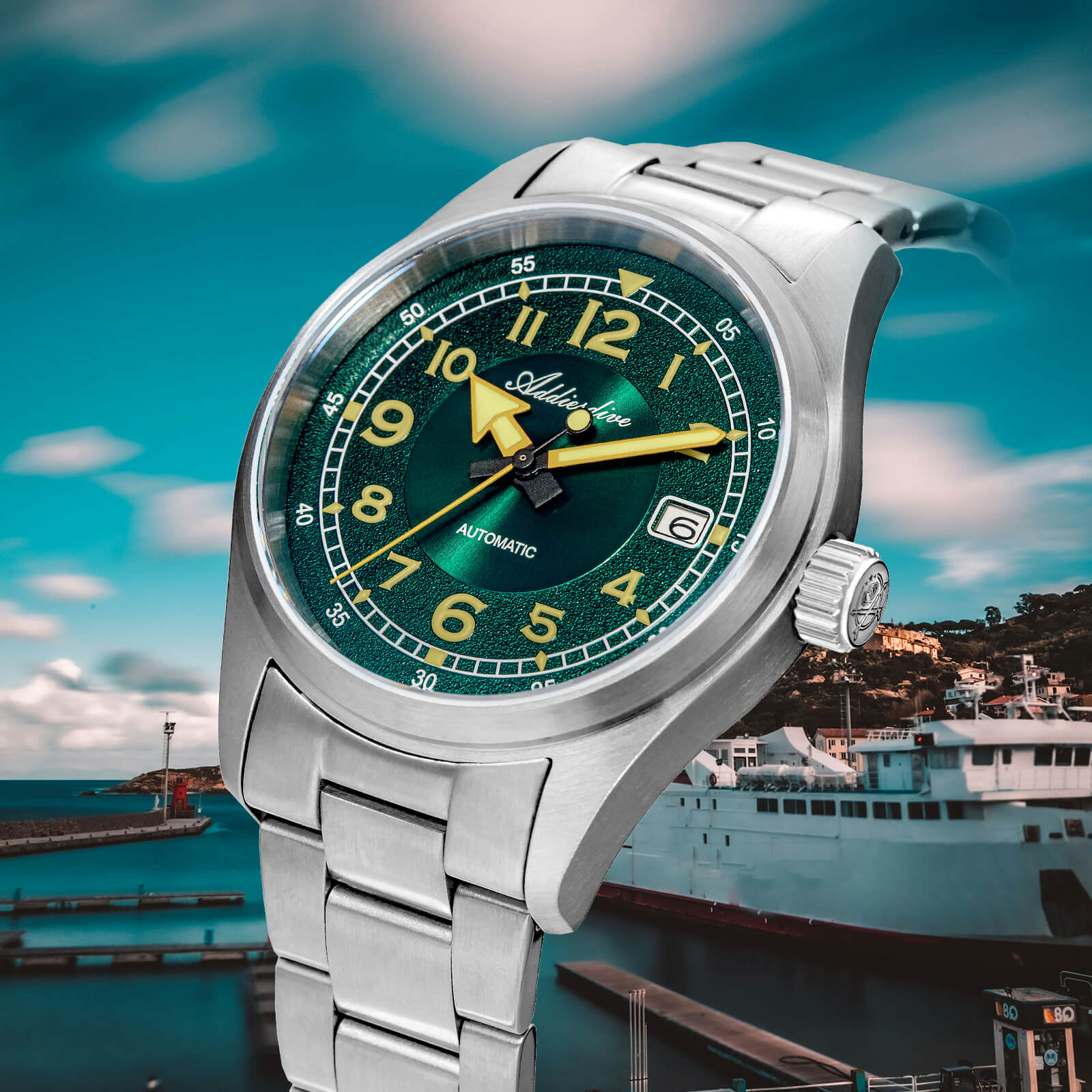 addiesdive 39mm explore retro mechanical men watch ad2055 addiesdive 39mm explore retro mechanical men watch ad2055