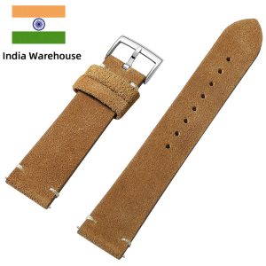 ★india warehouse★addiesdive leather flip fur strap, 20mm pin buckle watch band
